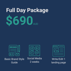 Full Day Digital Marketing Package – Brainiac – $690 AUD – Social Media, Branding, Landing Page