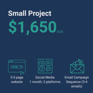 Small Project Digital Marketing Package – $1,650 AUD – Website, Social Media, Email Funnel