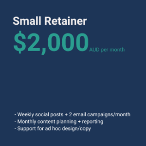 Small Retainer – $2,000/month – Brainiac – Social Media, Email Campaigns, Marketing Support