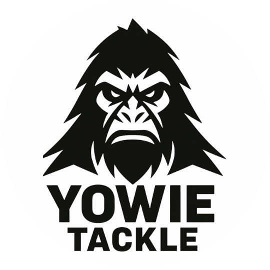 Yowie Tackle fishing brand logo featuring a stylised Yowie face above the words Yowie Tackle
